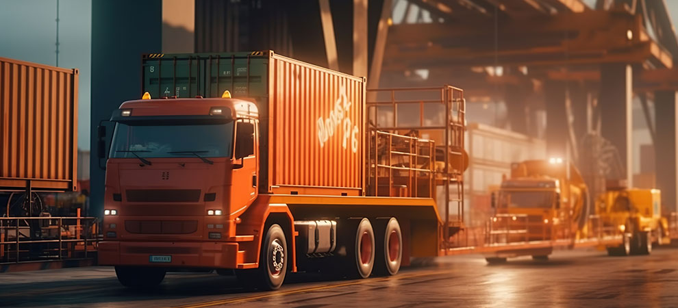 container truck ship port ai generated image